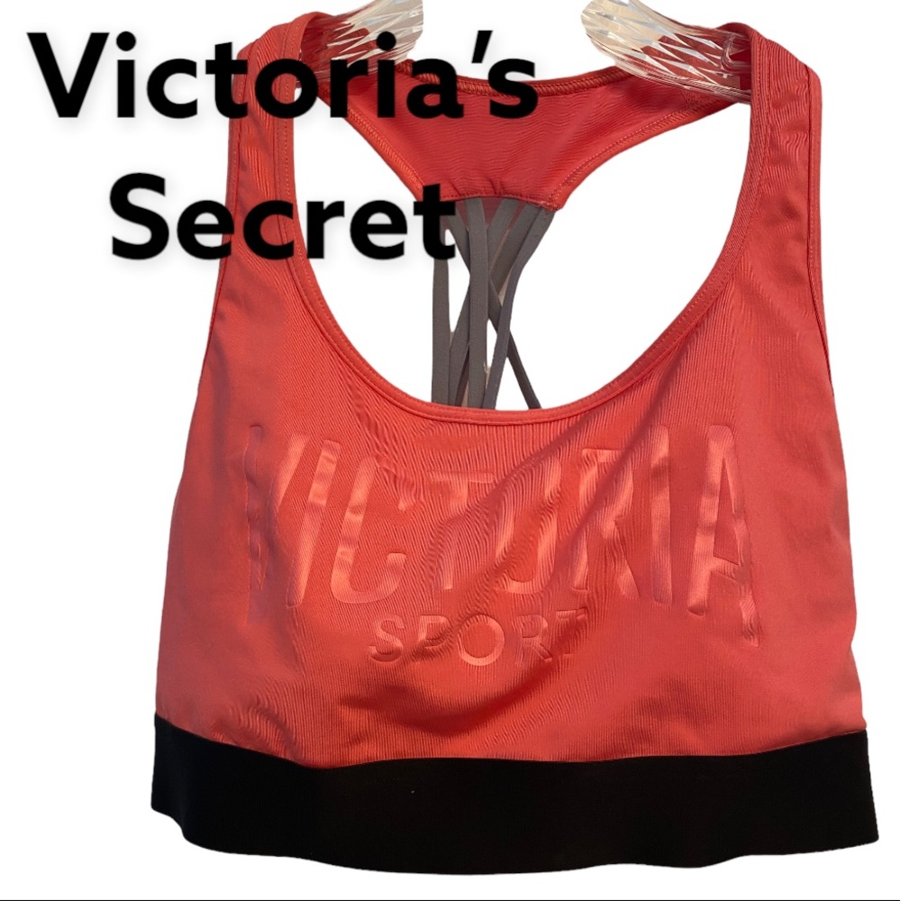 Victoria's Secret Sport The Player Sports Bra Coral and Black M NWOT